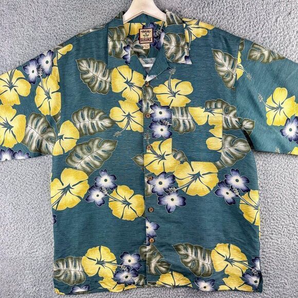 Tommy Bahama Hawaiian Silk Shirt Mens Large‎ Floral AOP Graphic Tropical Beach - Picture 1 of 11